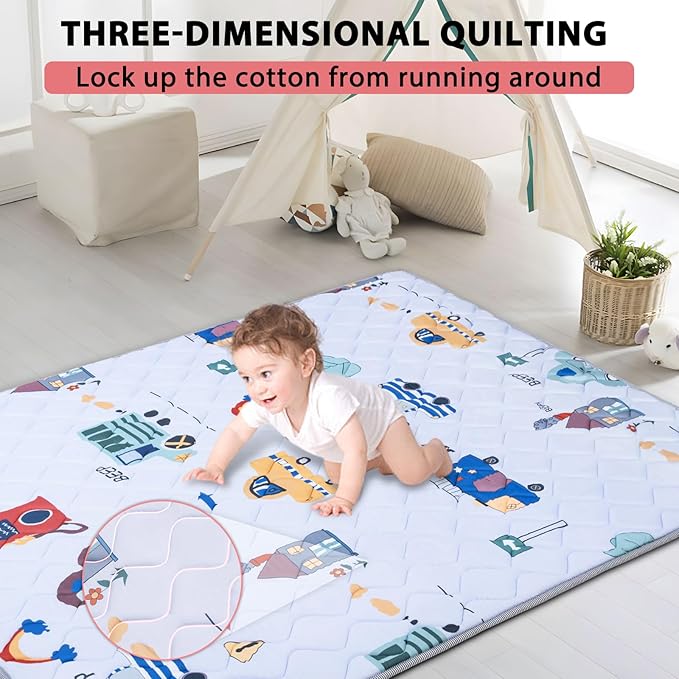 Baby Play Mat, Soft Baby Floor Mat, 71’’ x 59’’ Thicker Foam Play Mat Foldable Baby Playpen Mat Crawling Mat for Babies, Toddlers, Car Design