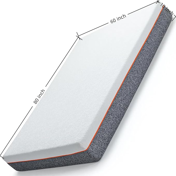 Marsail 10 Inch Queen Size Mattress, Cooling Gel Memory Foam, Fiberglass Free Breathable Cooling Bed Queen Mattress, Medium-Firm in A Box