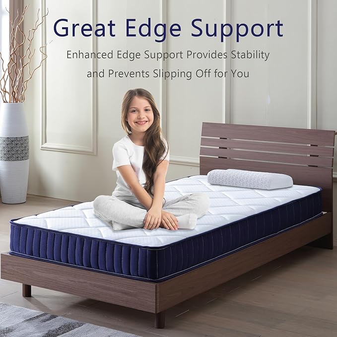 6 Inch Twin Mattress Hybrid Innerspring and Foam Mattress in a Box,Medium Soft Feel,Motion Isolation & Pressure Relief,Cooling Bed Mattress for Twin Bed Frames,CertiPUR-US Certified (Twin)