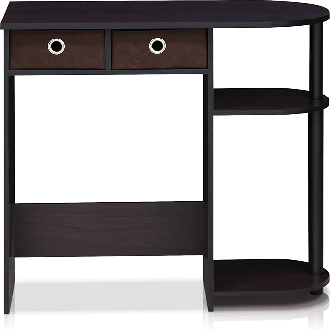 Furinno Go Green Home Laptop Notebook Computer Desk/Table with 2 Drawer Bins, Dark Walnut