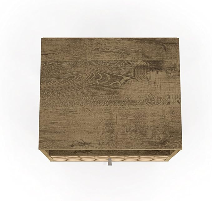 Manhattan Comfort Liberty Mid Century Modern Nightstand with Drawer and Cubby, Bedside Table for Bedroom and Living Room, Night Stand Accent Decor, Easy Assembly, Brown/Brown