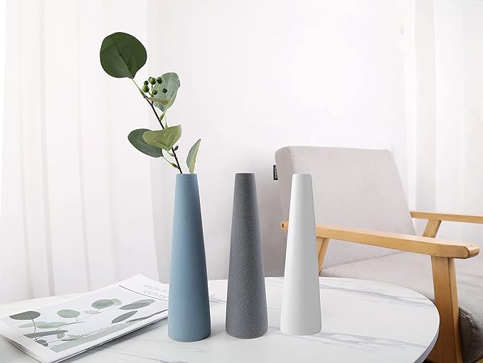 Ceramic Vase, Modern Home Decor Ceramic Vase, Frosted Porcelain Vase, Grey Minimalist Vase,Living Room Decoration，Ideal Shelf, Best Decoration. (Grey)