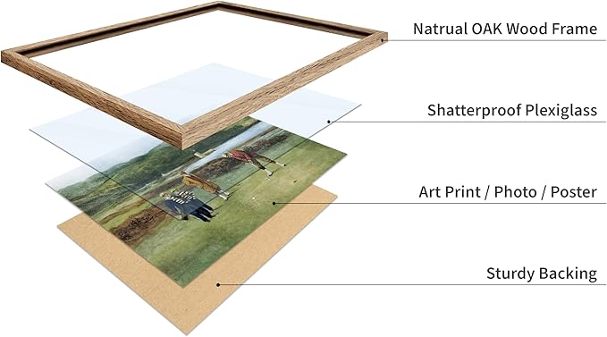 Poster Master The Putting Green Painting Poster - Golf Course Print - Golf Art - River Art - Sports Art - Landscape Art - Father's Day Art - Great Office or Living Room Decor, 8x10 Beige Framed