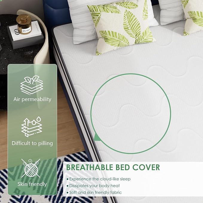 PayLessHere 10 Inch Innerspring Queen Mattress Medium Firm Hybrid Mattress with Removable Cover CertiPUR-US Certified Bed-in-a-Box Pressure Relief Foam Mattress,White