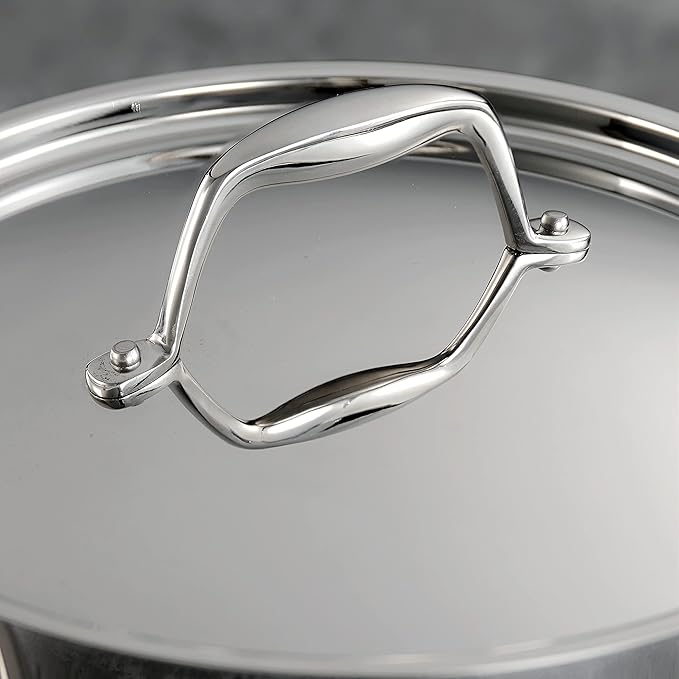 Tramontina Signature Tri-Ply Clad Stainless Steel 4-Quart Sauce Pan with Lid, Induction-Ready, Dishwasher-Safe, NSF-Certified, Made in Brazil