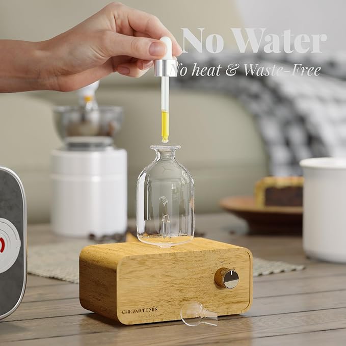 AromaMobi Portable Waterless Aroma Diffuser for Home & Travel Use | Rechargeable Essential Oil Nebulizer with 4 Timer Modes & Instant Fragrance | Wood & Glass Diffuser | Gift Ready [Aria]