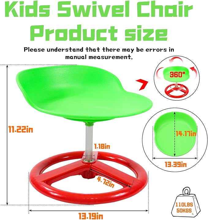 Chairs Kids Wobble Stool， Sensory Swivel Chair for Kids,360 Degree Rotation，Exercise Children's Coordination,Sensory Spinning Chair for Autistic Children (AB010007-1)