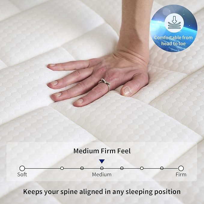 Queen Mattress, 14 Inch Queen Size Mattress in a Box with Memory Foam Hybrid, Individual Pocket Spring for Provide Support and Improve Sleep,Medium Firm