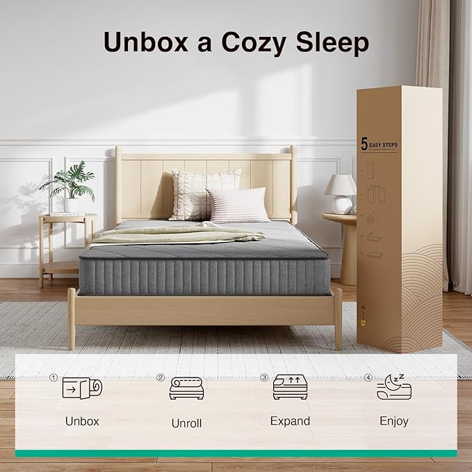 Novilla Hybrid Full Mattress, 8 Inch Mattress Full in a Box with Individual Pocketed Springs & Gel Memory Foam for Body Support & Back Pain Relief & Cool Night Sleep, CertiPUR-US Certified