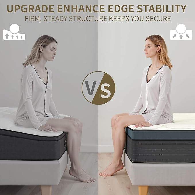 King Size Mattress 12 Inch, King Mattress in a Box, Hybrid Gel Memory Foam Medium Firm Feel Individual Pocket Springs Matress, Breathable Fabric, Strong Edge Support, Fiberglass Free