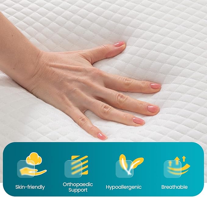 FDW 14 inch Gel Memory Foam Mattress Medium Firm Mattresses for Cool Sleep Relieving No Fiberglass CertiPUR-US Certified Mattress in a Box,Twin