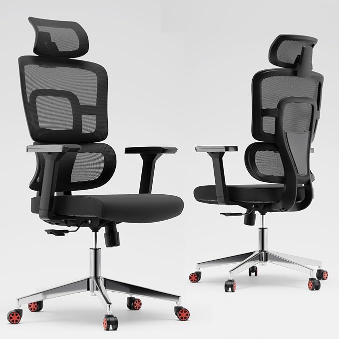 Drafting Chair, Ergonomic Tall Office Chairs for Standing Desk, Home Office Desk Chair with Lumbar Support and Adjustable Flip-up Armrests & footrest (04black)