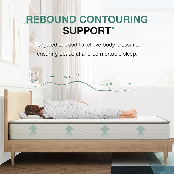 Novilla Twin Size Mattress, 8 Inch Twin Mattress Hybrid for Back Pain Relief & Support, Bed Mattresses in a Box with Comfortable & Durable Support, Certipur-Us Certified