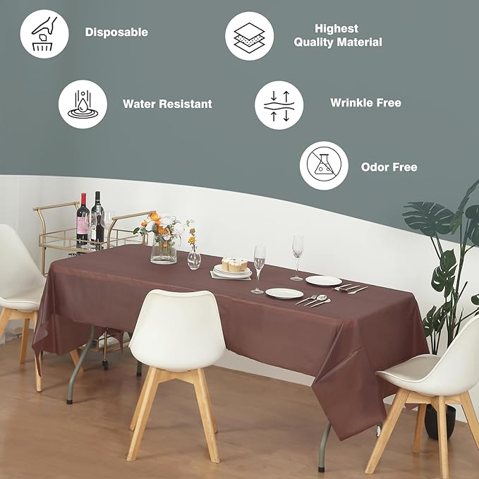 Craft And Party, Brown Plastic Table Cover Roll - 40in X 100 feet Heavy Duty Plastic Banquet Table Cover Roll. (Brown)