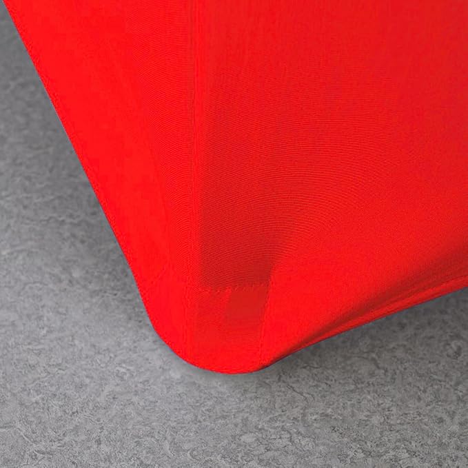 2 Pack 6FT Red Spandex Tablecloth Stretch Fitted Table Cover for Rectangular Table Event, Wedding, Banquet and Parties