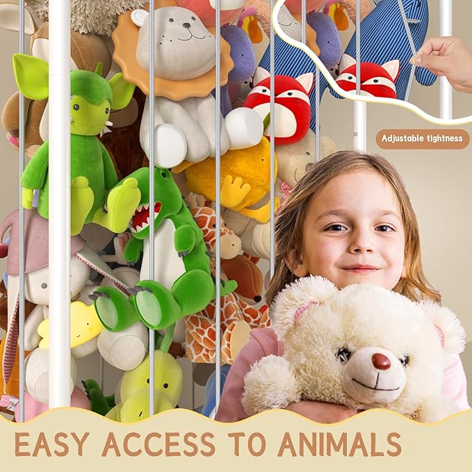 All Metal Stuffed Animal Storage, Never Fall Apart Stuffed Animal Zoo, Extra Large Stuffed Animal Holder - Sturdy Metal Plush Toy Organizer Perfect for Boys Girls Nursery Play Room Kidsroom