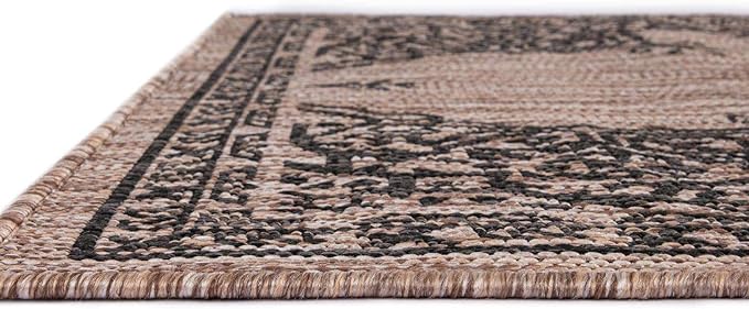 Unique Loom Outdoor Traditional Collection Area Rug - Antique (2' 7" x 10' Runner Beige/Black)
