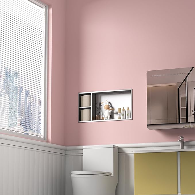 Stainless Steel Shower Niche 24" X 12" Brushed No Tile Needed Wall Niche with Shelf Recessed Horizontal Niches for Bathroom Storage Over Mount Installation