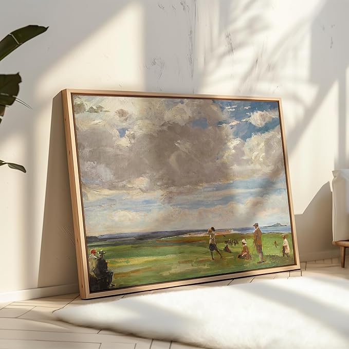 Poster Master Vintage Lady Astor Playing Golf at North Berwick Painting Print - Retro Golf Course Poster - Sports Art - Landscape Wall Design - Office or Living Room Decor - 8x10 UNFRAMED Wall Art