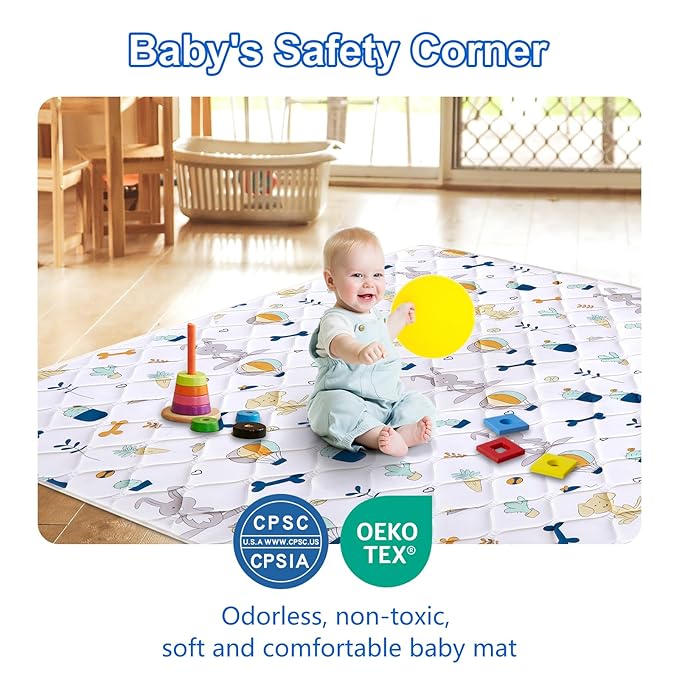 Lilyvibebearhappy Premium Foam Baby Play Mat 79" X 71", Extra Large Soft Thicker Activity Playmats for Babies, Toddlers, Infants, Play & Tummy Time, Foldable & Machine Washable Baby Crawling Mat