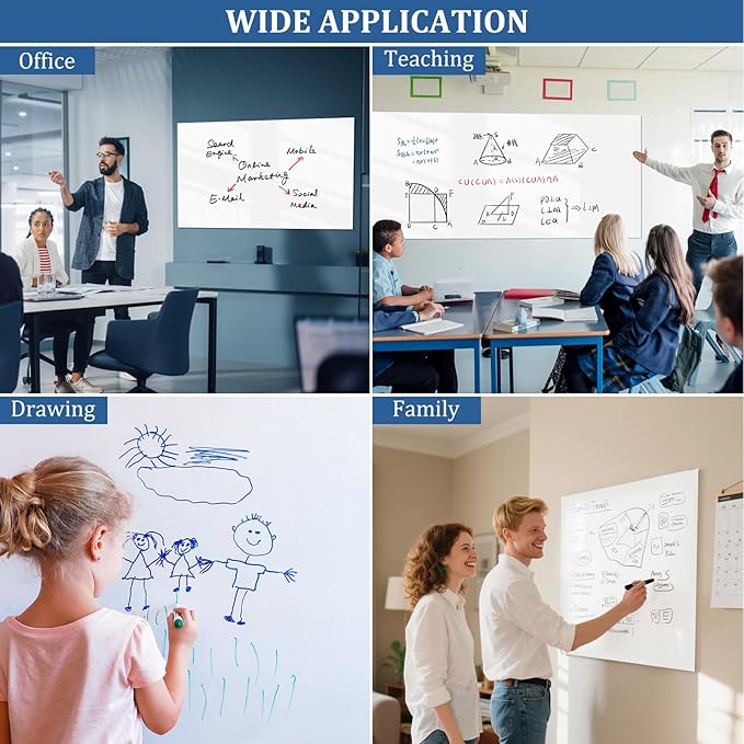 Magnetic Dry Erase whiteboard Paper with self Adhesive Backing Adhesive, 36“ x 24”, Easy to Write and Clean, for Kids Home playroom Office, Peel and Stick Wallpaper.
