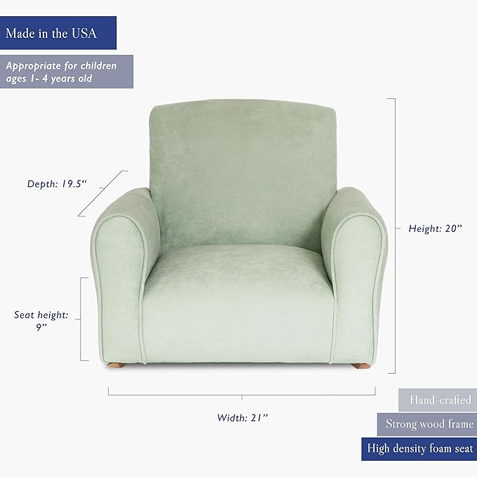 Generic Kids Personalized Chair, Personalized Kids Upholstered Rocking Chair, Toddler Chair with Personalized Name, Comfy Kids Armchair, Kids Chair with Personalization (Seafoam Green Suede, Rockers)