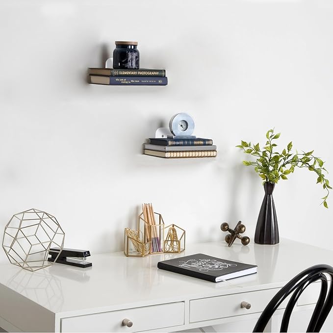 Invisible Floating Bookshelf - Modern White Wall Mount Metal Shelves for Room, Bedroom Bookcase, Small Bookshelf with Minimalist Design, Sleek Storage for Books & Decoratives（6PCS）