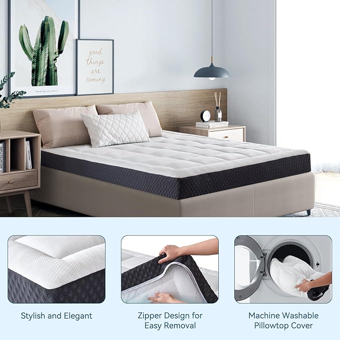 ONENICE 5 Inch Twin XL Mattress in a Box, Extra Long Twin Breathable Gel-Memory Foam Plus Removable Pillowtop Mattress for Pressure Relief, CertiPUR-US Certified Bed in a Box, Fiberglass-Free