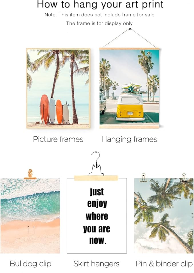 HoozGee Beach Wall Art Prints Set of 6 Summer Seascape Palm Poster Wall Decor Nature Landscape Coastal Surf Art Prints Pictures Photography Photos Print on Canvas Wall Decor (11"x14" UNFRAMED)