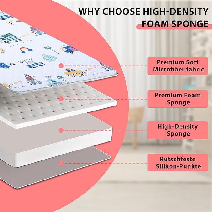 Baby Play Mat, Soft Baby Floor Mat, 71’’ x 59’’ Thicker Foam Play Mat Foldable Baby Playpen Mat Crawling Mat for Babies, Toddlers, Car Design