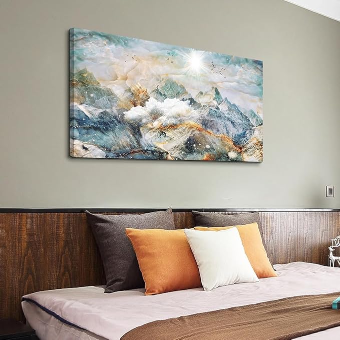 Lapremoly Abstract Canvas Wall Art For Living Room Large Wall Decor For Bedroom Office Wall Decoration Mountain Landscape Wall Painting Framed Pictures Decor Artwork Farmhouse Home Wall Art 20"X40"