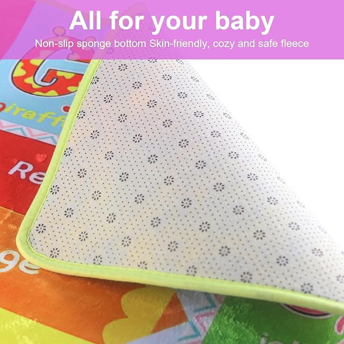 Baby Play Mat for Floor, Non-Slip Playmat for Toddlers & Infants, Extra Thick Large Padded Educational ABC Kids Rug for Crawling & Playing Super Soft Plush Surface to Keep Safe(40"x60")