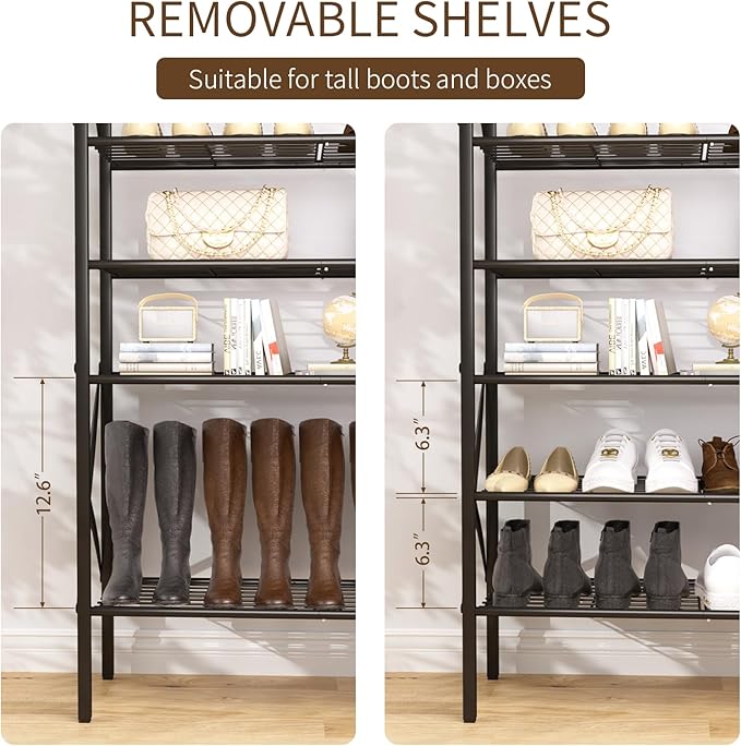 10-Tier Tall Shoe Rack, Large Capacity Shoe Shelf Holds40-45 Pairs, Shoe Shelf for Entryway, Hallway, Living Room, Rustic Brown