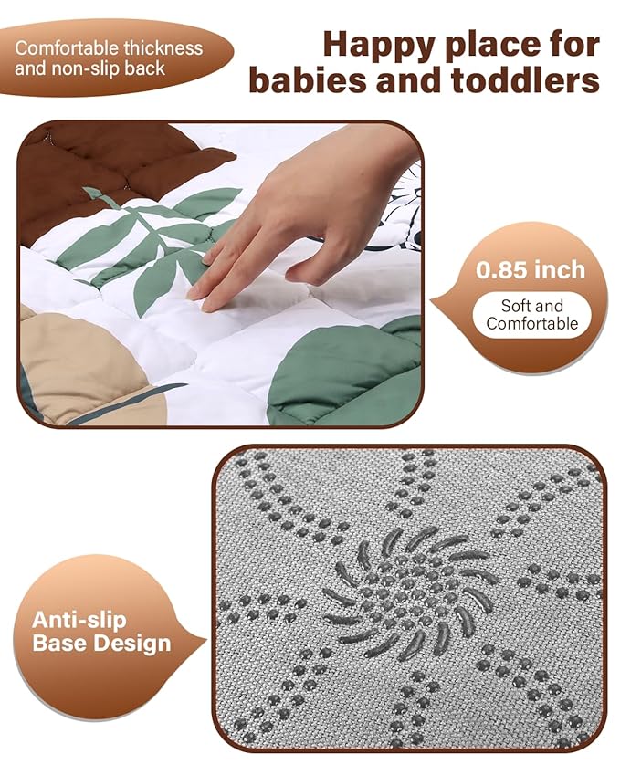 Baby Play Mat, 47x47 Playpen Mat, Thicken Cushioning Padding Foam Playmate for Baby and Toddlers Infants, Non-Slip & Machine Washable Tummy Time Mat