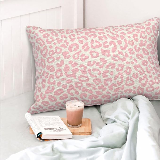 Leopard Print Pillow Covers 12x20 Pack of 2 Pink Animal Pattern Cheetah Decorative Throw Pillow Covers Outdoor Decor Boho Abstract Modern Pillowcase Farmhouse Lumbar Cushion Case for Home Sofa