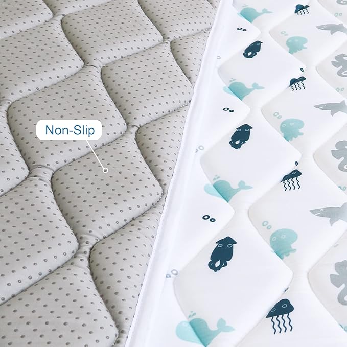 Premium Foam Baby Play Mat 47" X 47", Playmat for Babies and Toddlers, Thick One-Piece Crawling Mat, Non Slip Cushioned Baby Play Mats for Floor, Kids Foam Play Mat for Playpen Easy Clean, Whale