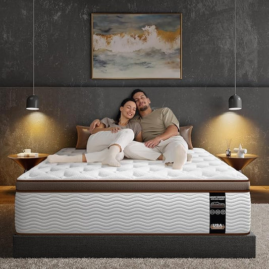 BedStory Medium Firm King Mattress - 12 Inch Hybrid Mattress King with Optimal Spinal Support for Back Pain Relief - 2.0mm Advanced Pocket Spring and Motion Isolation, CertiPUR-US Certified