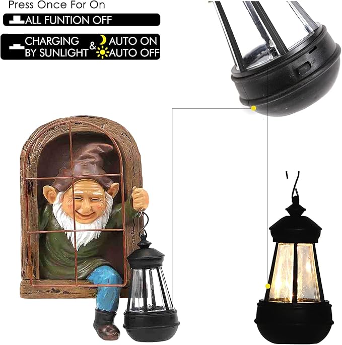 Whimsical Fairy Garden Gnomes with Solar Lights-10 Elf Out The Door Tree Hugger Garden Statues-Outdoor&Yard Decor-Tree Face Sculpture,Ideal Gnomes Yard Art for Patio,Wall，Yard