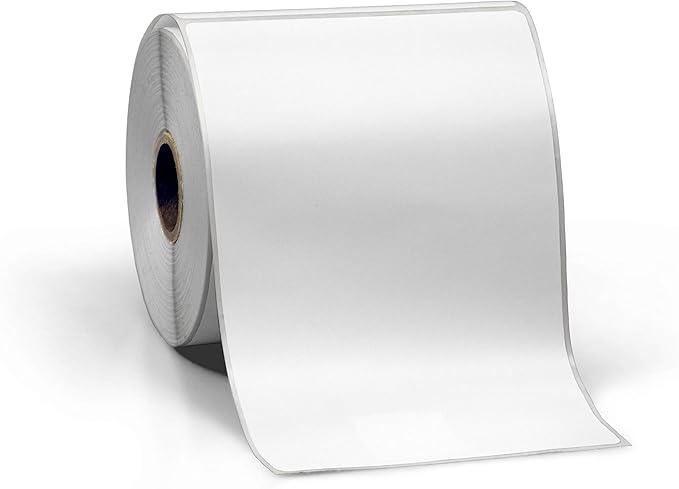 4" X 6" Direct Thermal Perforated Stickers Labels for Shipping Labels, Inventory, and Color Coding - Compatible with Zebra, Rollo, Godex and More (White, 1 Roll)