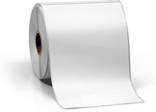 4" X 6" Direct Thermal Perforated Stickers Labels for Shipping Labels, Inventory, and Color Coding - Compatible with Zebra, Rollo, Godex and More (White, 1 Roll)