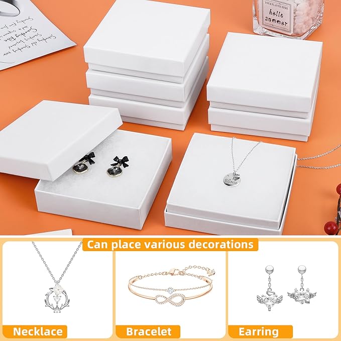jewelry gift boxes, 20 Pack Small Gift Boxes with Lids for Necklace Ring Bracelet Earring Display Box, Jewelry Box Bulk White