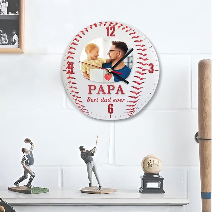 Custom Wall Clock, Personalized Clocks with Picture, Customized Silent Sports Ball Clock for Living Room Kids Bedroom, Creative Birthday Billiards Style
