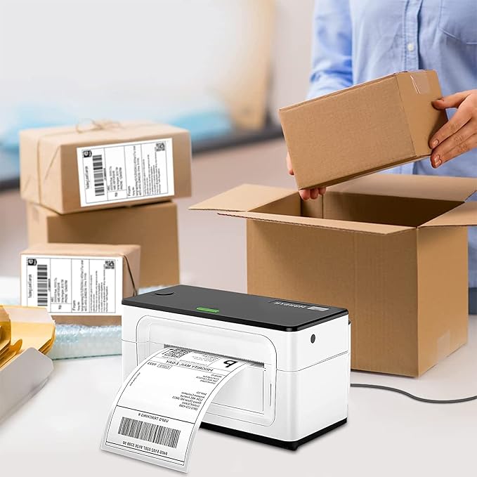 RyhamPaper 4" x 6" Fanfold Direct Thermal Labels White Mailing Postage Labels, Perforated, Permanent Adhesive Shipping Labels (1 Stacks - 500 Labels)