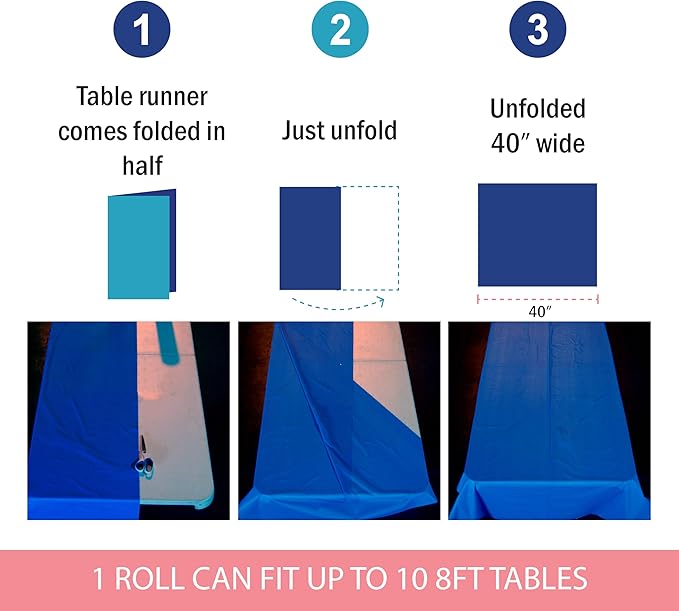 Craft And Party, Navy Blue Plastic Table Cover Roll - 40in X 100 feet Heavy Duty Plastic Banquet Table Cover Roll. (Navy Blue)