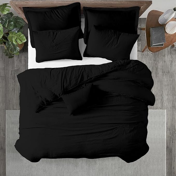 Kotton Culture 120"x98" 1 Pc Oversized King Duvet Cover Only 100% Egyptian Cotton - 600 TC Comforter Cover, Zipper Closure & Corner Ties - Fits Large King Inserts (Oversized King, Black)