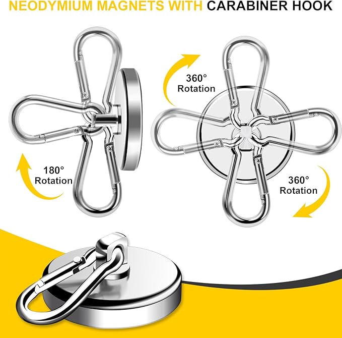 DIYMAG Magnetic Hooks, 200LBS Strong Heavy Duty Neodymium Magnet Hooks, Strong Magnetic Hooks for Hanging at Home, Office Locker, Workplace, Refrigerator, Cruise Ship or Travel, 4 Pack