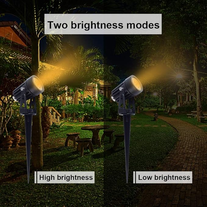 APONUO Metal Outdoor Solar Landscape Lights, Waterproof Spotlight 6-in-1 for Yard Landscape Lighting, Auto On/Off for Pathway, Driveway, Patio (Warm White)