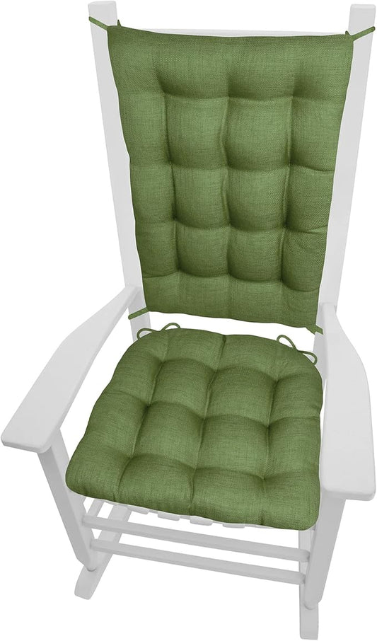 Barnett Home Decor Rave Sage Green Porch Rocker Cushions - Small - Indoor-Outdoor: Fade Resistant, Weatherproof - Latex Foam Filled Rocking Chair Seat Cushion & Backrest Pad - Solid Color