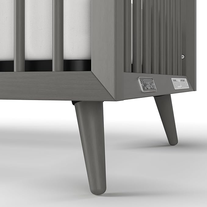 Child Craft Cranbrook 4-in-1 Convertible Crib, Baby Crib Converts to Day Bed, Toddler Bed and Full Size Bed, 3 Adjustable Mattress Positions, Non-Toxic, Baby Safe Finish (Lunar Gray)
