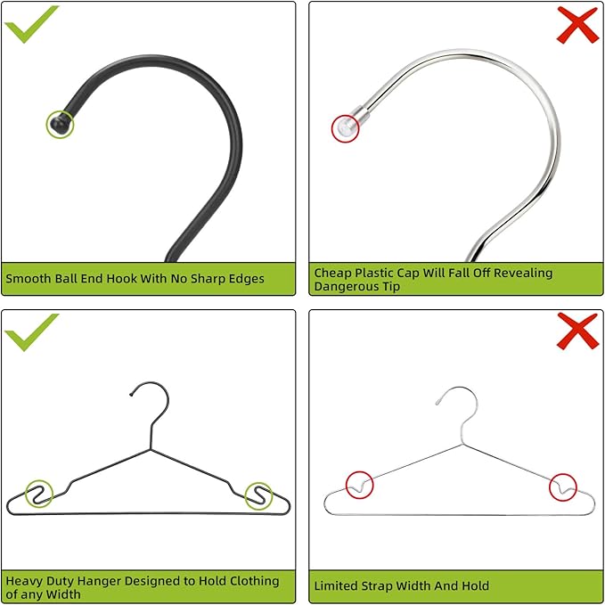 Luxurious Hanger Set Heavy Duty Metal Hangers with Unique Hook Design Durable & Sturdy Coat Hangers 4mm Thick Withstands 25lbs Weight Smooth Powder Coated Finish Compact Shirt Hangers - 20 Pack Black